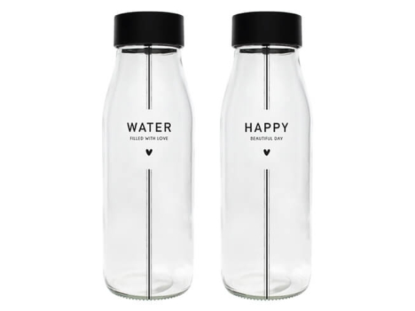 Glas Karaffe "Happy Water" 8,5 x 22 cm
